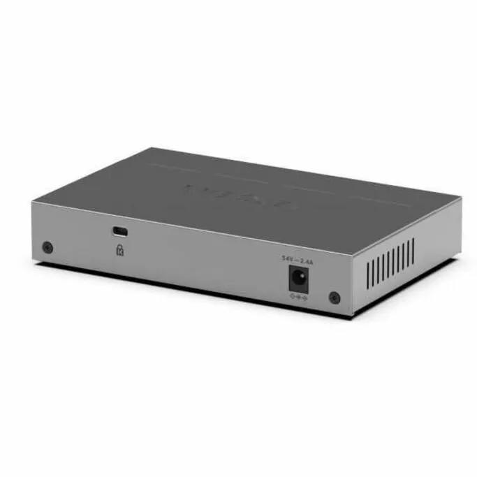 Netgear Easy Smart 5-Port Gigabit PoE+ Managed Switch, gray metal desktop enclosure