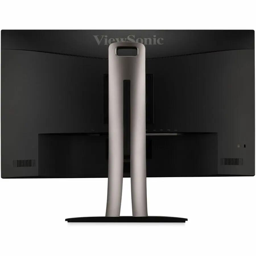 ViewSonic ColorPro VP2756A 27" IPS monitor, rear view on silver dual-leg stand