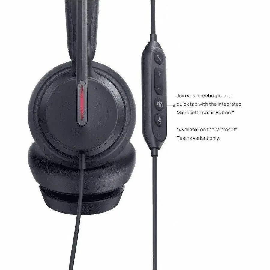 Yealink UH46 Dual MS USB-C headset with inline control panel, black