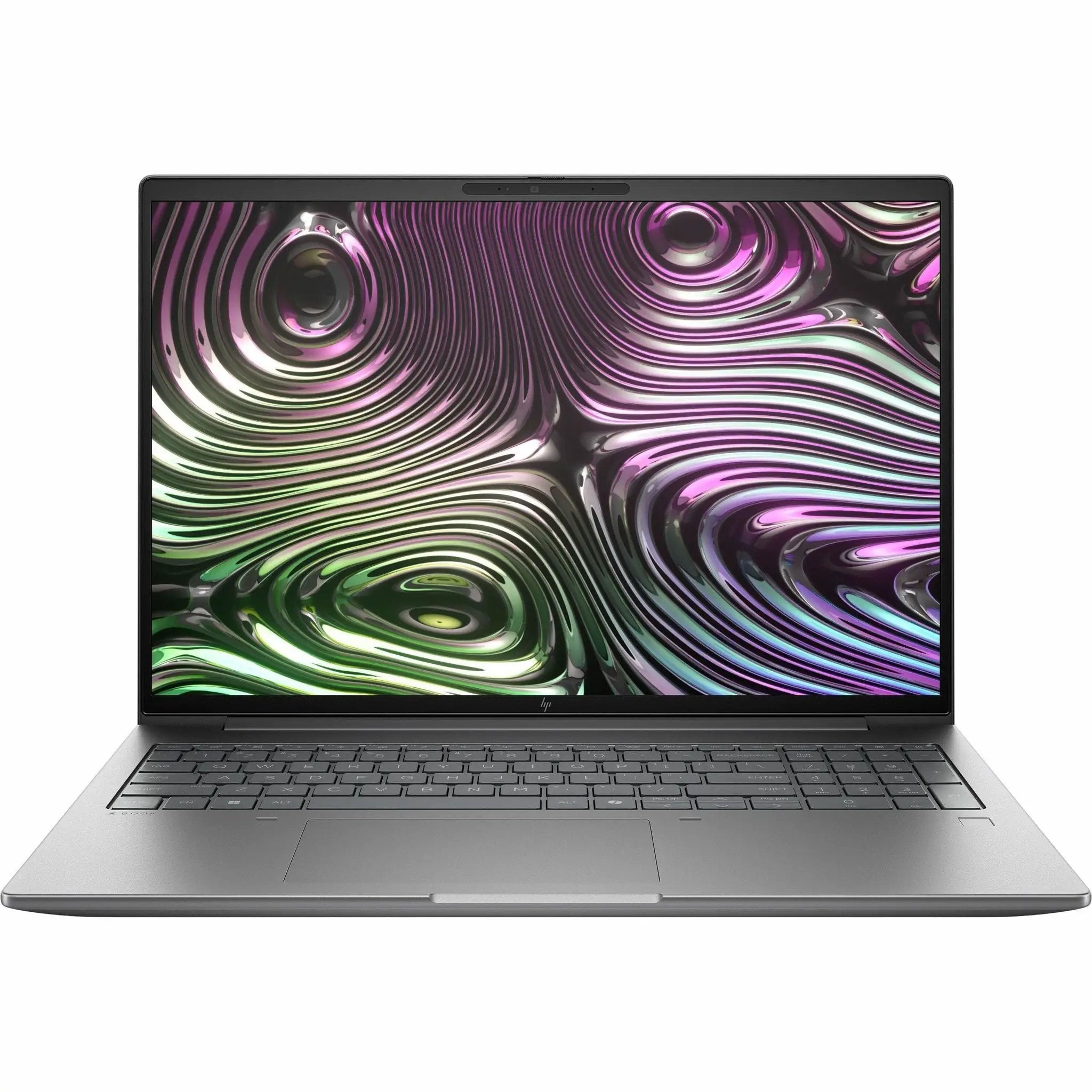 HP ZBook X 16 Mobile Workstation laptop in silver with black bezel and HP logo on the display bezel