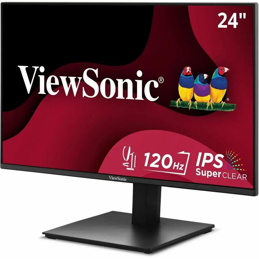 ViewSonic VA2448 24-inch IPS monitor, 120Hz, black bezel on stand