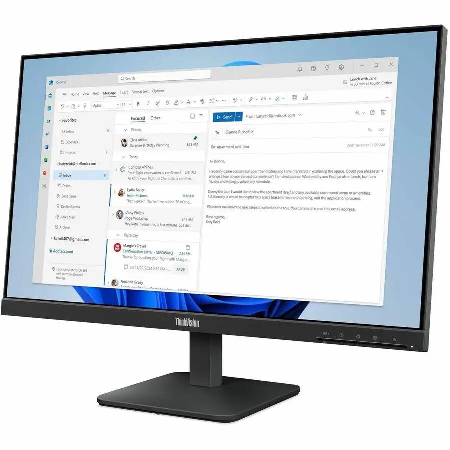 Lenovo ThinkVision S24-4e 23.8-inch FHD 100Hz monitor on black stand