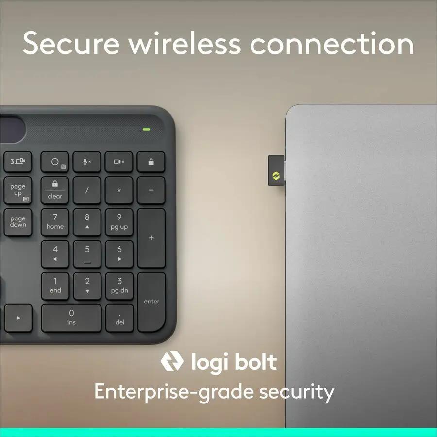 Logitech Signature Slim Solar+ K980 for Business, Wireless Keyboard, Quiet Typing, Secure Receiver, Bluetooth, Windows, Mac - Graphite