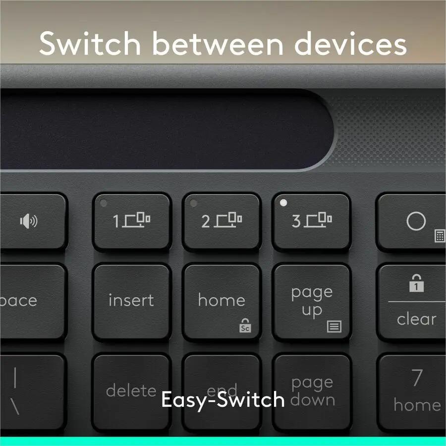 Logitech Signature Slim Solar+ K980 for Business, Wireless Keyboard, Quiet Typing, Secure Receiver, Bluetooth, Windows, Mac - Graphite