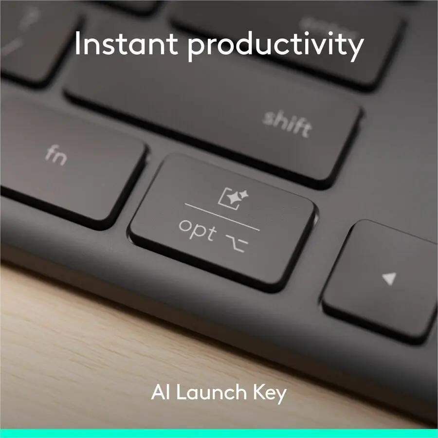 Logitech Signature Slim Solar+ K980 for Business, Wireless Keyboard, Quiet Typing, Secure Receiver, Bluetooth, Windows, Mac - Graphite