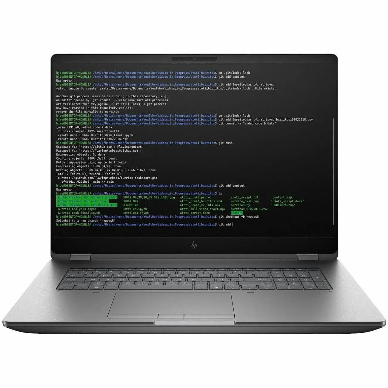 HP ZBook Fury 18 mobile workstation laptop, silver-gray chassis with code-filled display