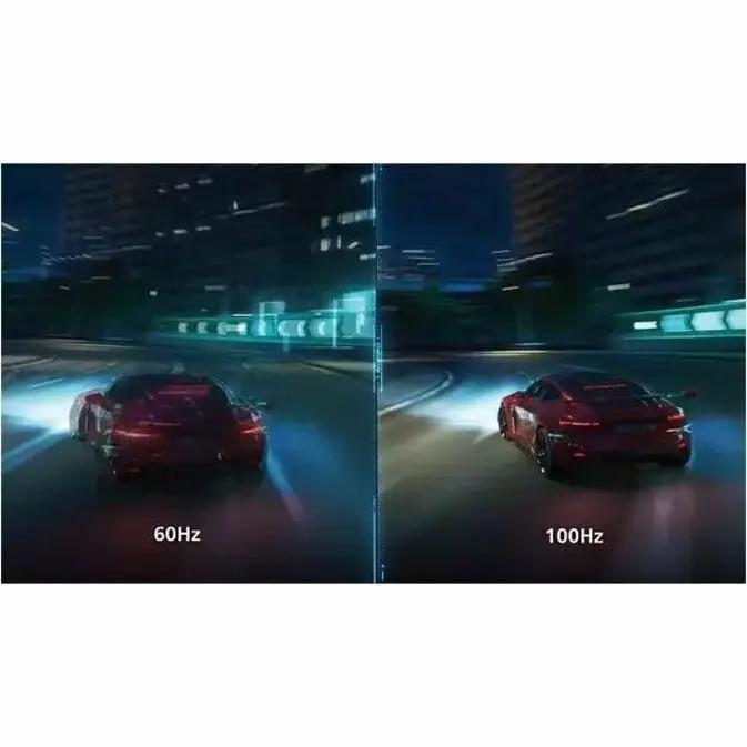 Philips 27B2N2100 27-inch IPS monitor; side-by-side 60Hz vs 100Hz refresh rate comparison, illustrating smoother motion