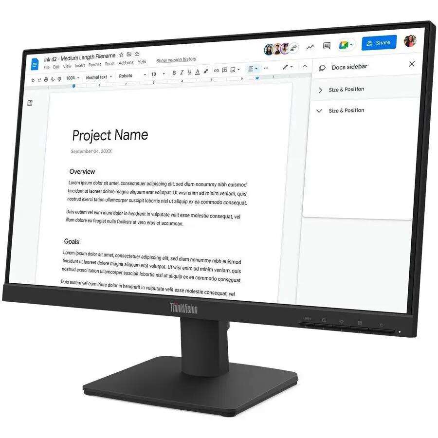 Lenovo ThinkVision S22-4e 22-inch IPS monitor, 100Hz, Raven Black