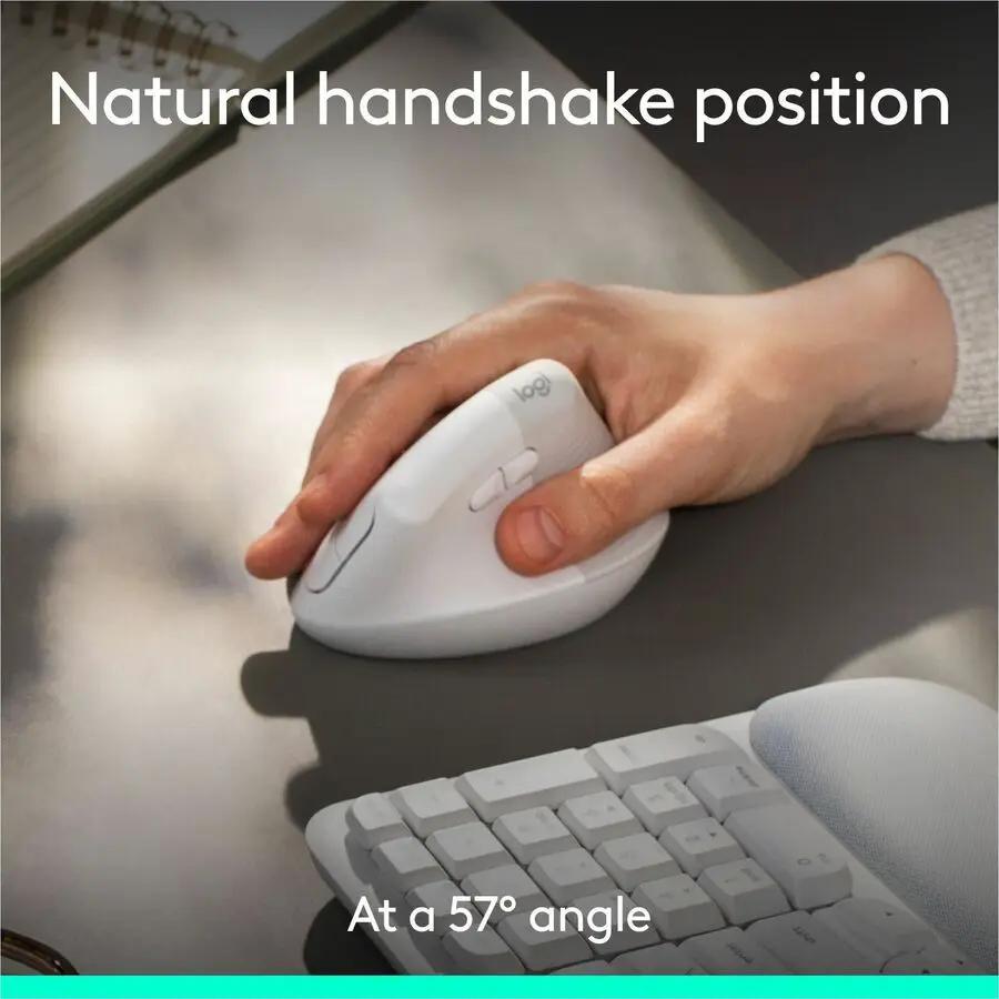 Logitech Wave Keys & Lift Vertical Mouse - Ergonomic Wireless Keyboard and Mouse Combo - with Cushioned Palm Rest (Off-white)