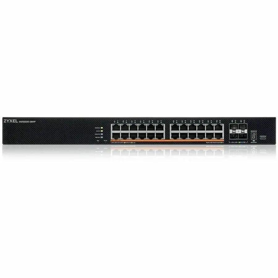 Zyxel XMG2230 24-Port 2.5G PoE Managed Switch, front panel with LEDs