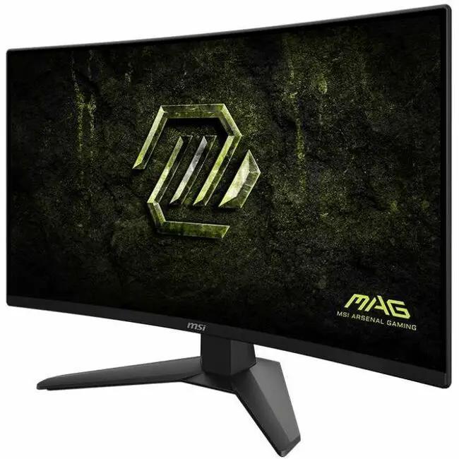 MSI MAG274CF X24 27-inch curved FHD 240Hz monitor on a black stand.