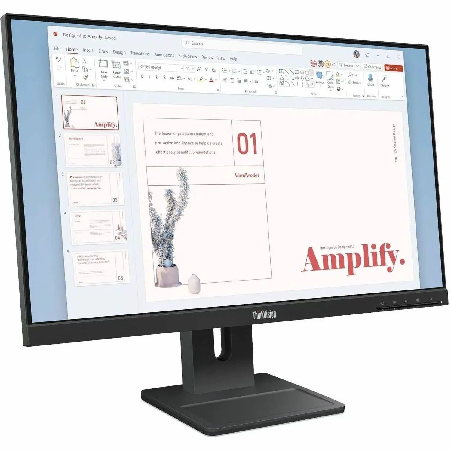 Lenovo ThinkVision E24-40 24-inch full HD LED monitor in raven black with stand