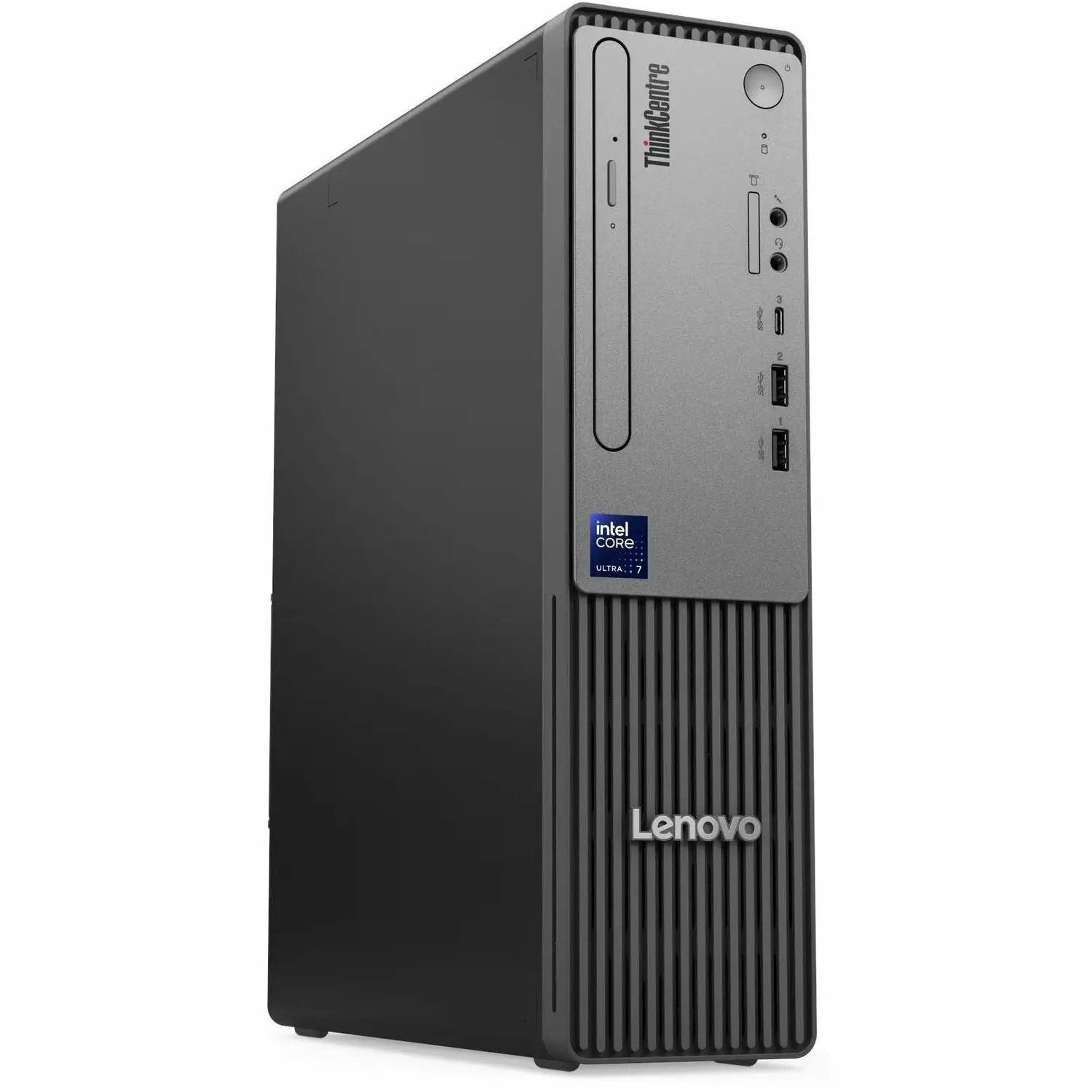Lenovo ThinkCentre Neo 50s Gen 6 desktop tower, black finish with front USB ports, audio jacks, and Intel Core badge