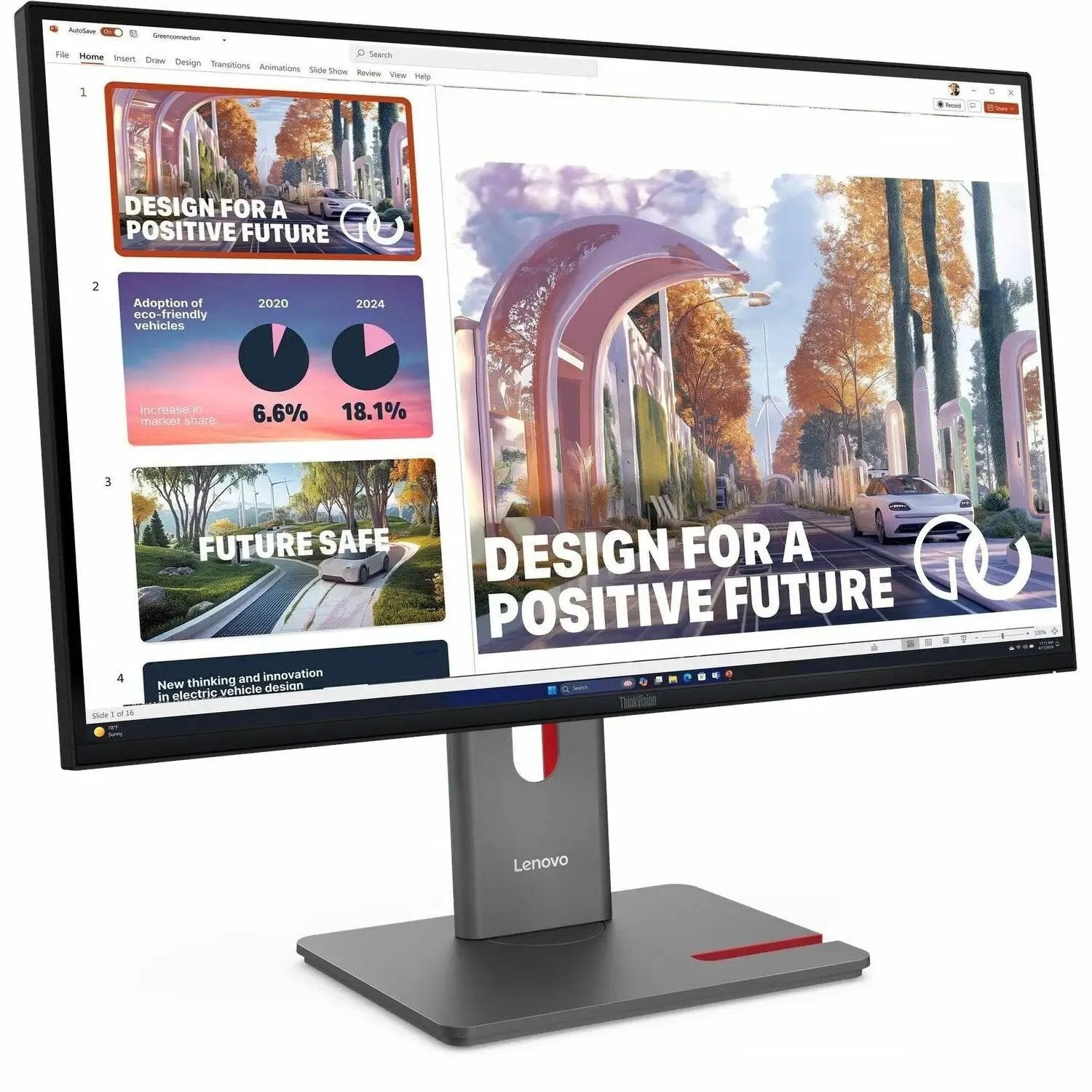 Lenovo ThinkVision P27QD-40 27-inch WQHD IPS monitor on stand in Raven Black