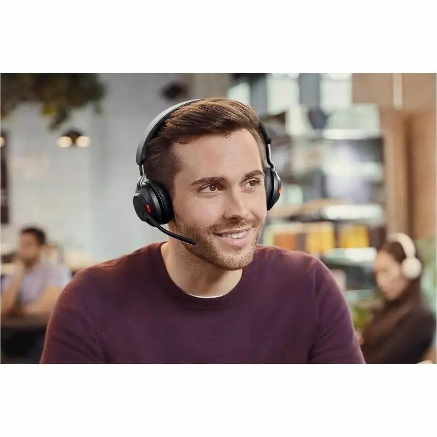 Jabra Evolve2 65 UC Stereo headset, black over-ear with boom mic
