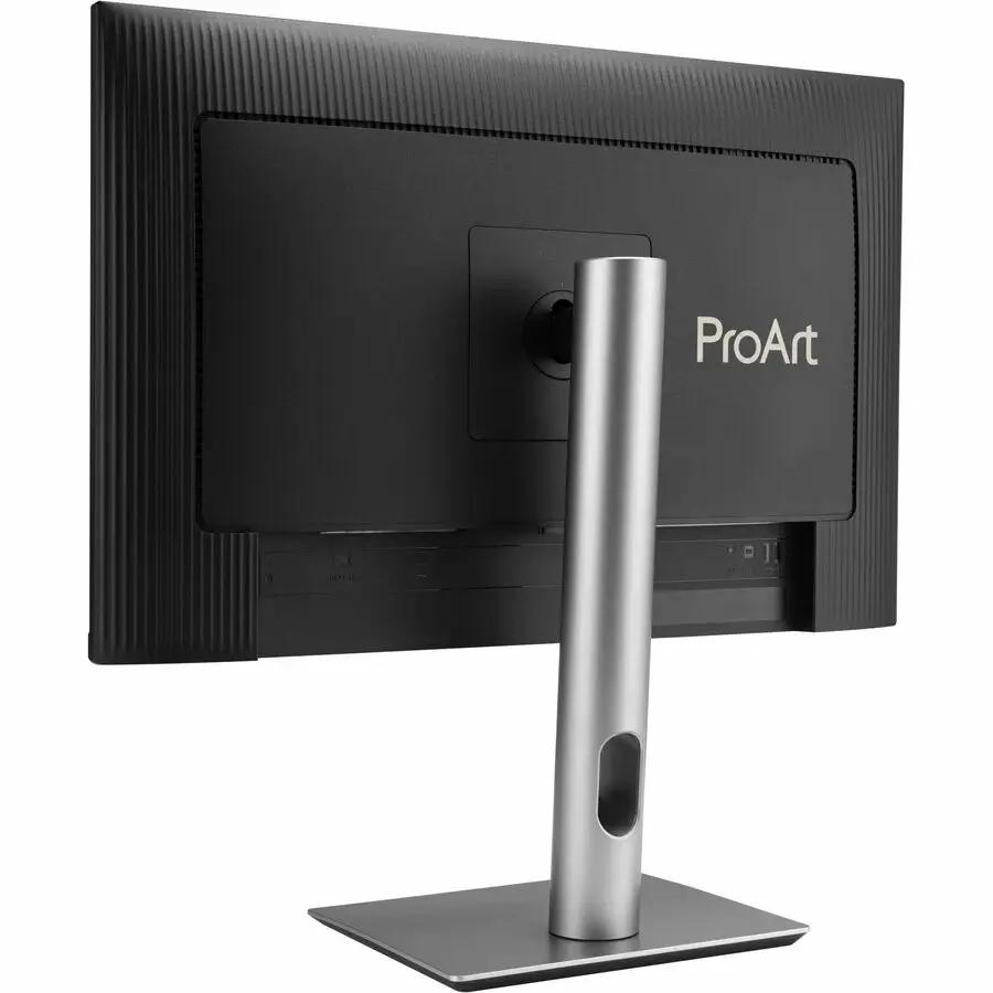 ASUS ProArt PA248QV Gen2 24.1-inch WUXGA IPS monitor on silver metal stand, rear view