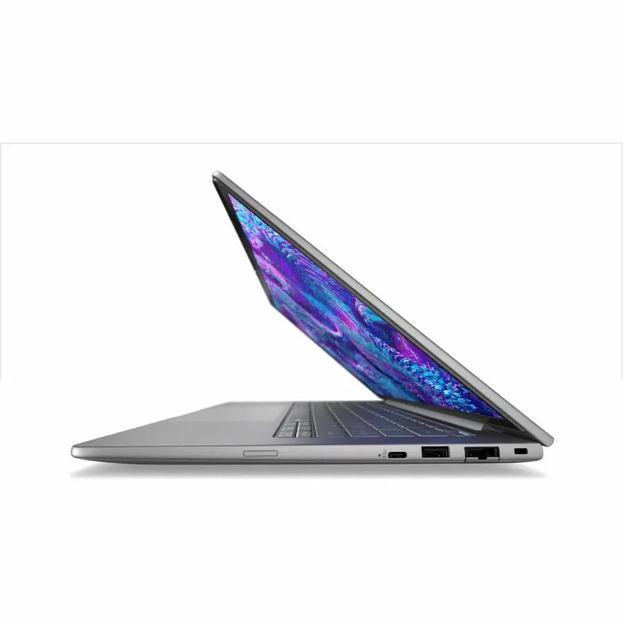 HP ZBook 14 mobile workstation laptop in silver, side view with visible ports