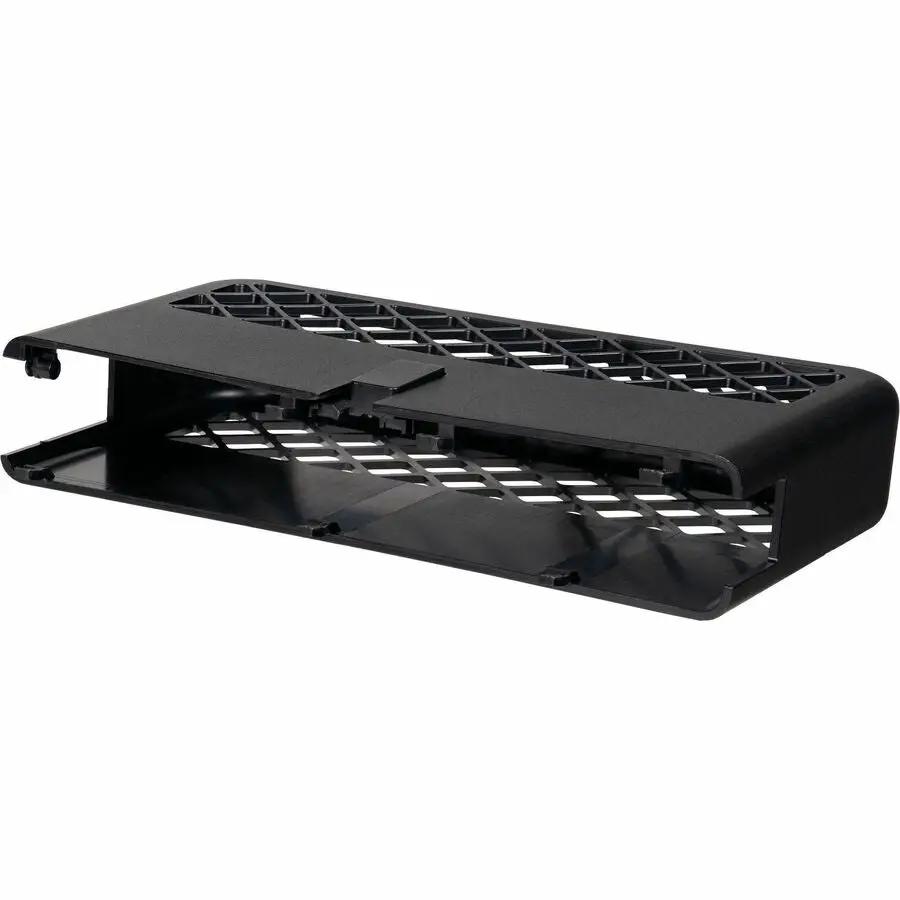 HP mini desktop PC mounting bracket, black with grid-lattice vent panels