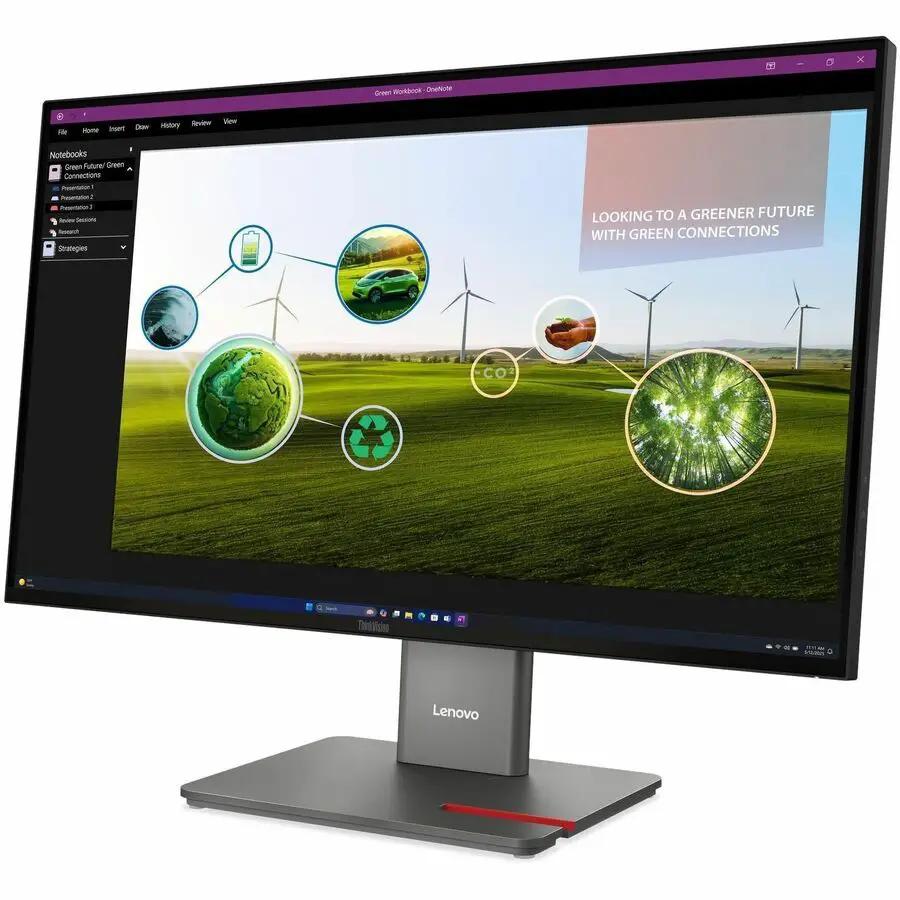 Lenovo ThinkVision P27Q-40 27-inch WQHD LED monitor on silver metal stand