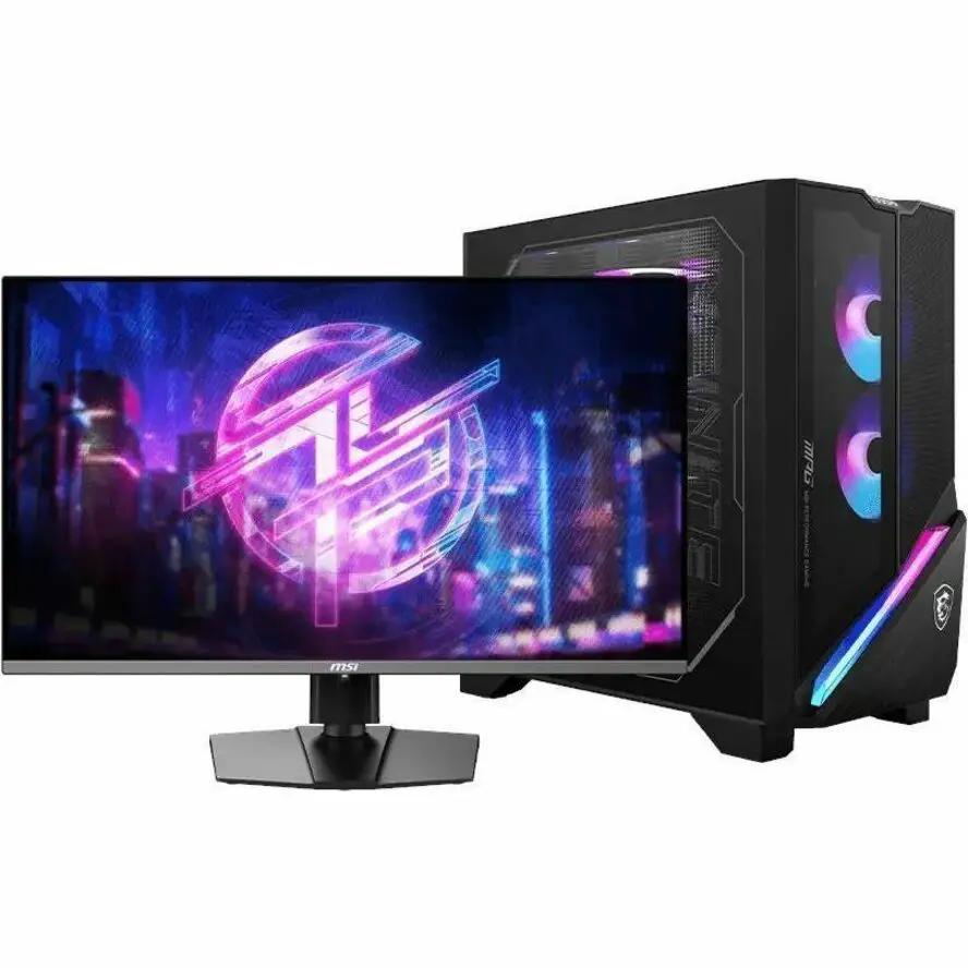 MSI MPG 272QRF 27-inch WQHD gaming monitor and black desktop PC tower shown together in a gaming setup.