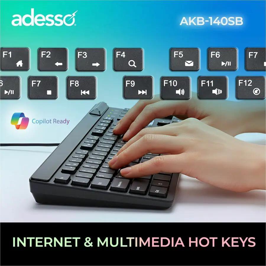 Adesso AKB-140SB Desktop Keyboard with Smart Card Reader