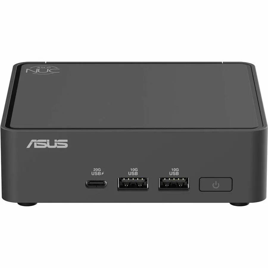 ASUS NUC15 Pro 7089CU Mini PC front view in dark gray with USB-C and dual USB-A ports
