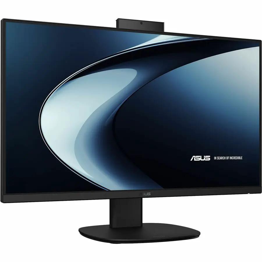 ASUS V400 All-in-One Desktop with 27-inch display and built-in webcam, black finish.