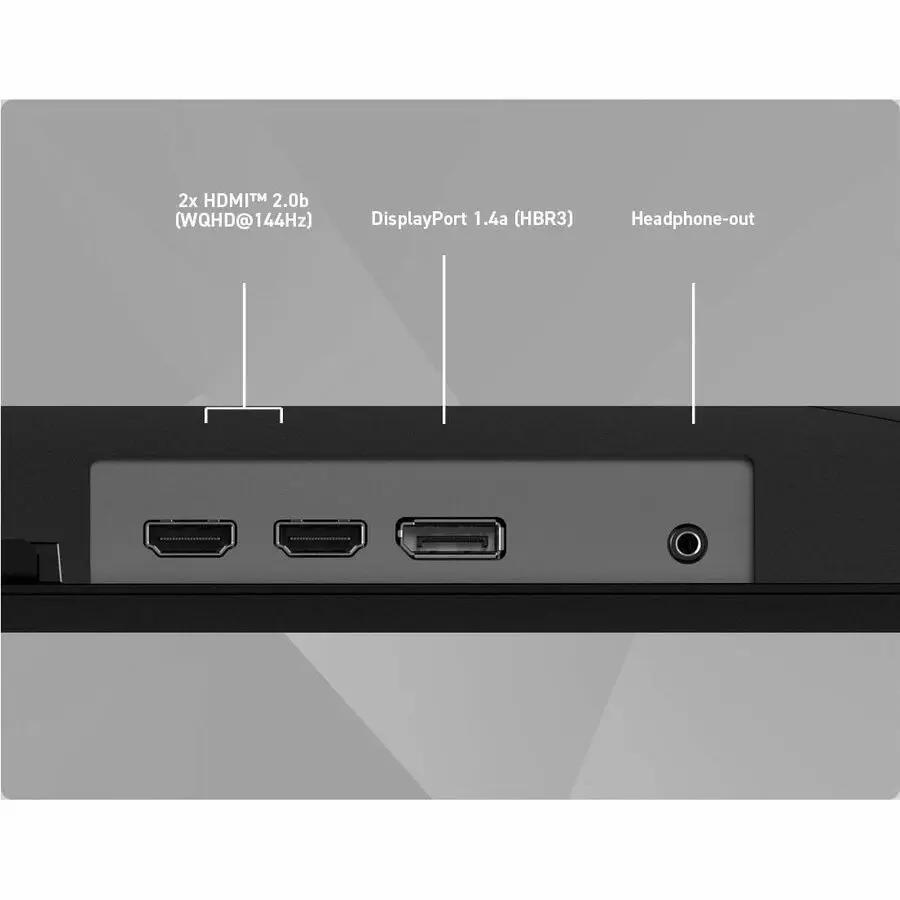 MSI MAG 275QF E20 27-inch WQHD monitor back ports: 2x HDMI 2.0b, DisplayPort 1.4, headphone-out