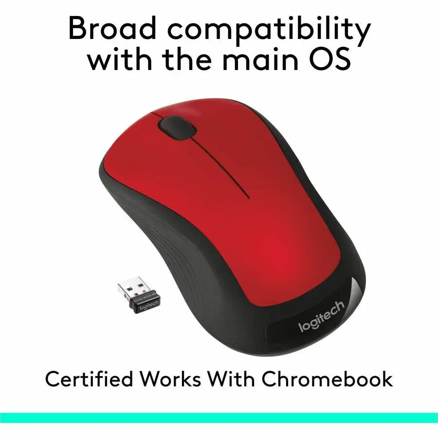 Logitech M310 Wireless Mouse, 2.4 GHz with USB Nano Receiver, 1000 DPI Optical Tracking, 18 Month Battery, Ambidextrous, Compatible with PC, Mac, Laptop, Chromebook (FLAME RED GLOSS)