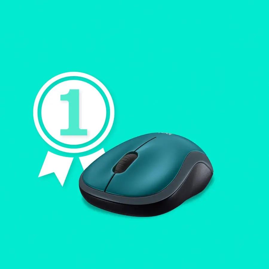 Logitech M185 Wireless Mouse, 2.4GHz with USB Mini Receiver, 12-Month Battery Life, 1000 DPI Optical Tracking, Ambidextrous, Compatible with PC, Mac, Laptop (Blue)