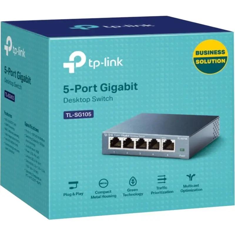 TP-Link TL-SG105 5-Port Gigabit Unmanaged Switch box on turquoise packaging