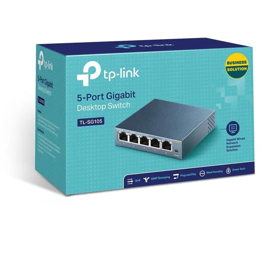 TP-Link TL-SG105 5-Port Gigabit Desktop Switch box on white background