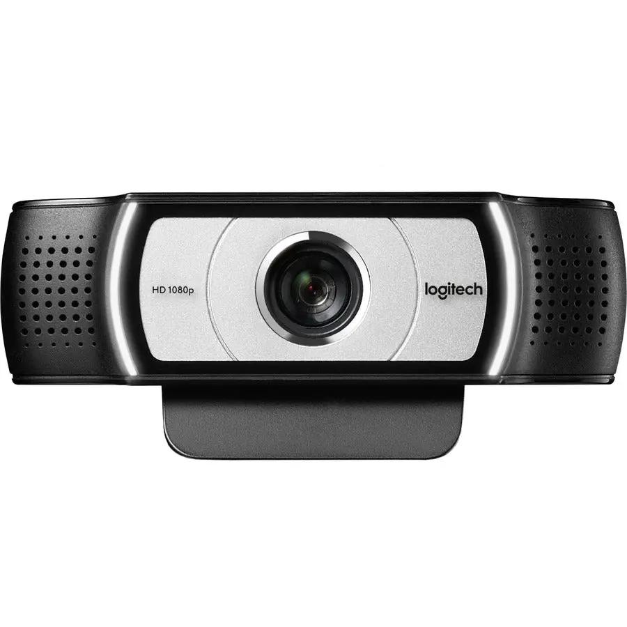 Logitech C930e business webcam, black and silver with clip mount