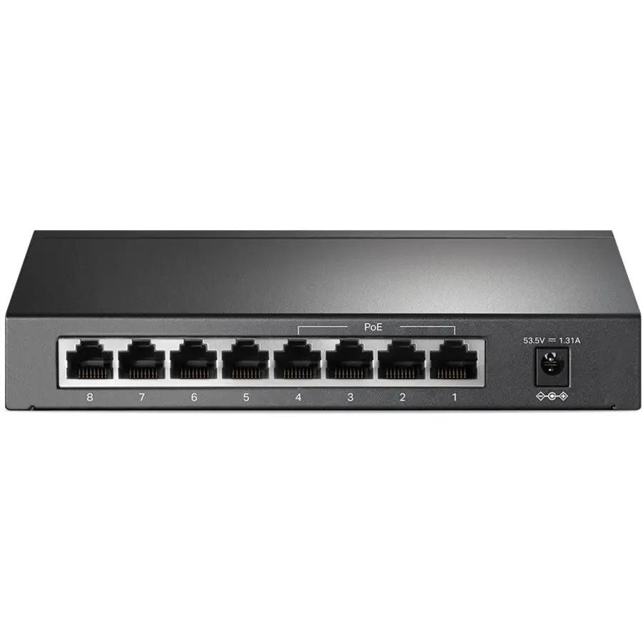 TP-LINK JetStream TL-SG1008P 8-Port Gigabit PoE Unmanaged Switch, front panel with 8 RJ-45 ports