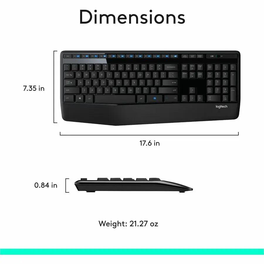 Logitech MK345 Wireless Keyboard and Mouse Combo - Full-Sized Keyboard with Palm Rest, Comfortable Right-Handed Wireless Mouse, 2.4 GHz Wireless USB Receiver
