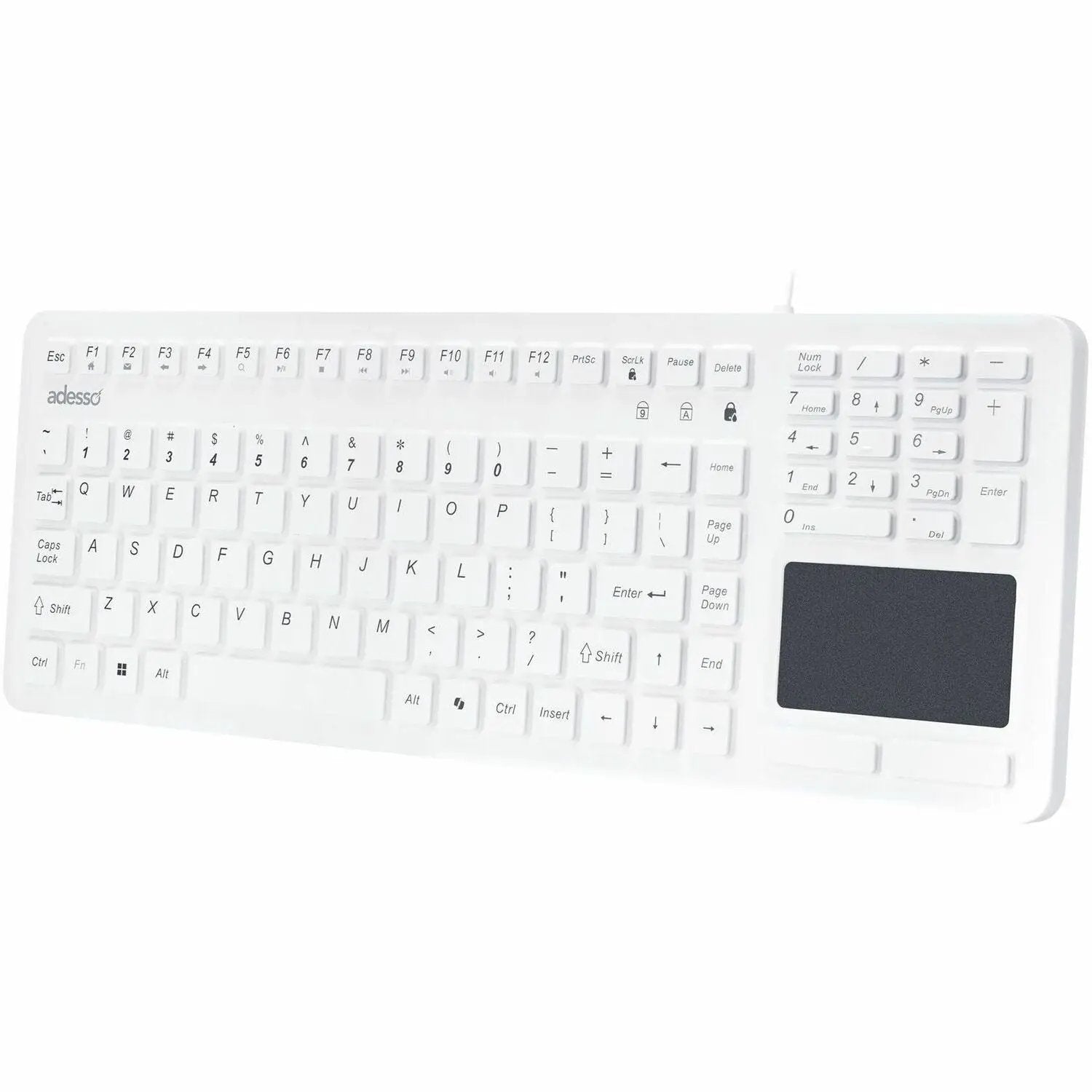 Adesso AKB-270UW Antimicrobial Waterproof TouchPad Keyboard with CoPilot AI Hotkey