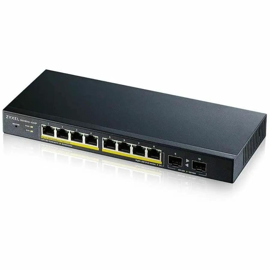 ZYXEL GS1900 8-Port PoE+ SFP Managed Switch, fanless black metal chassis