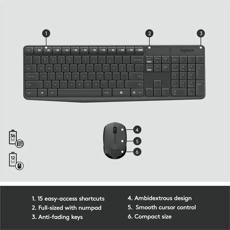 Logitech MK235 Keyboard & Mouse (Keyboard English Layout only)