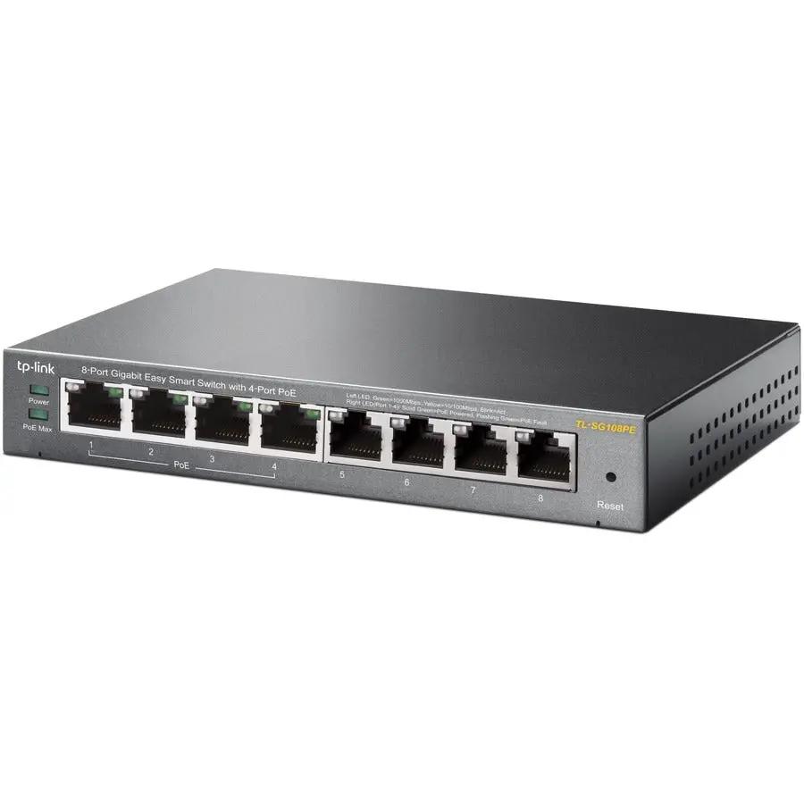 TP-Link TL-SG108PE 8-Port Gigabit PoE Easy Smart Switch, black metal chassis
