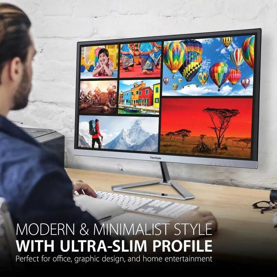 ViewSonic VX2776 27-inch IPS monitor on desk with ultra-slim bezel