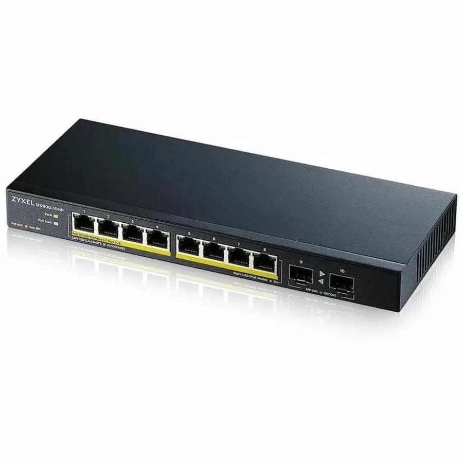 ZYXEL GS1100-10HP 8-Port PoE+ Switch, black with 2 SFP uplinks