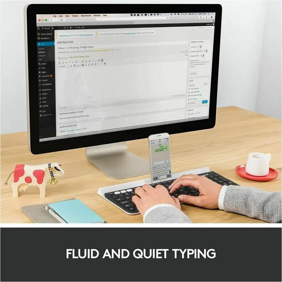 Logitech K780 Multi-Device Wireless Keyboard for Windows, Wireless 2.4GHz, Bluetooth, Smartphone and Tablet Cradle