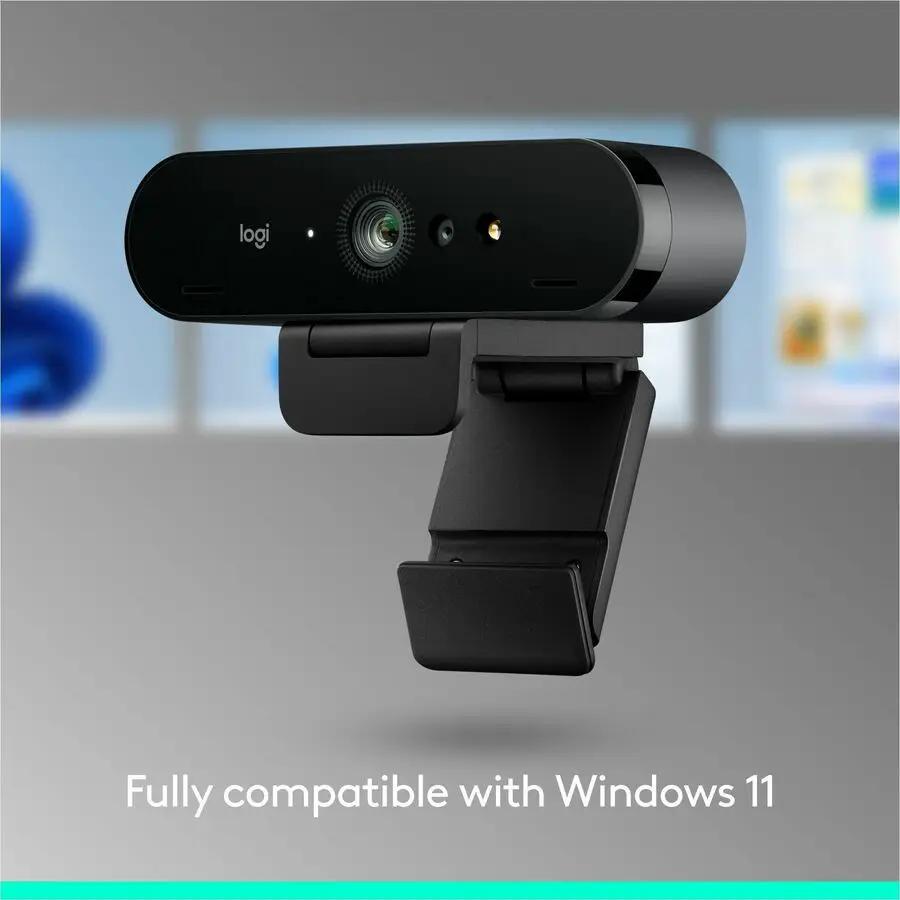 Logitech Brio 4K webcam on an adjustable mount, black finish