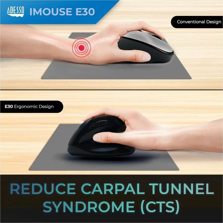 Adesso 2.4 GHz Wireless Vertical Programmable Mouse