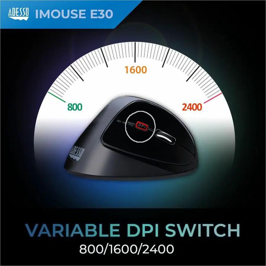 Adesso 2.4 GHz Wireless Vertical Programmable Mouse