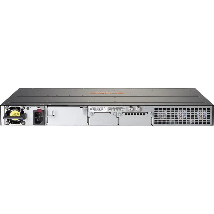 HPE Aruba 2930M 48-port Gigabit PoE+ switch, 1U rack-mount, rear view