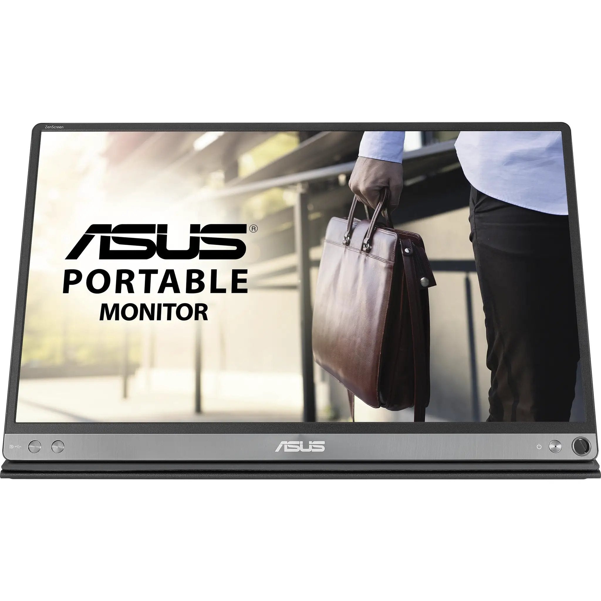 ASUS ZenScreen MB16AC 16-inch portable Full HD monitor with dark gray bezel and visible ASUS logo.
