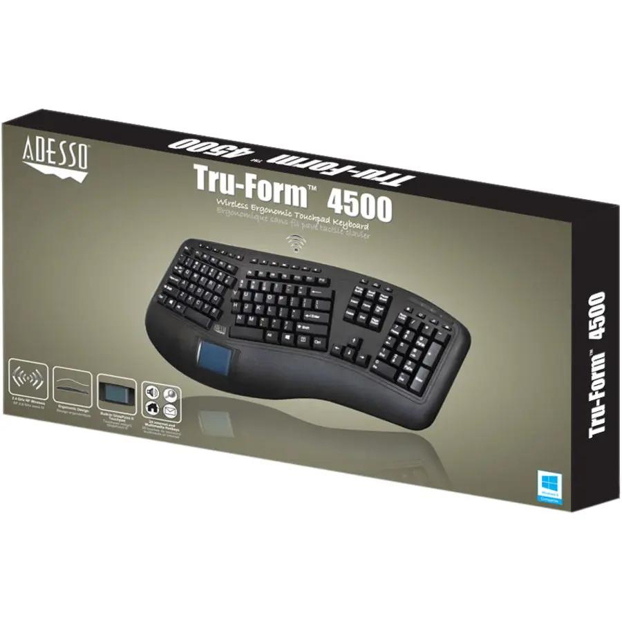 Adesso 2.4GHz Wireless Ergonomic Touchpad Keyboard
