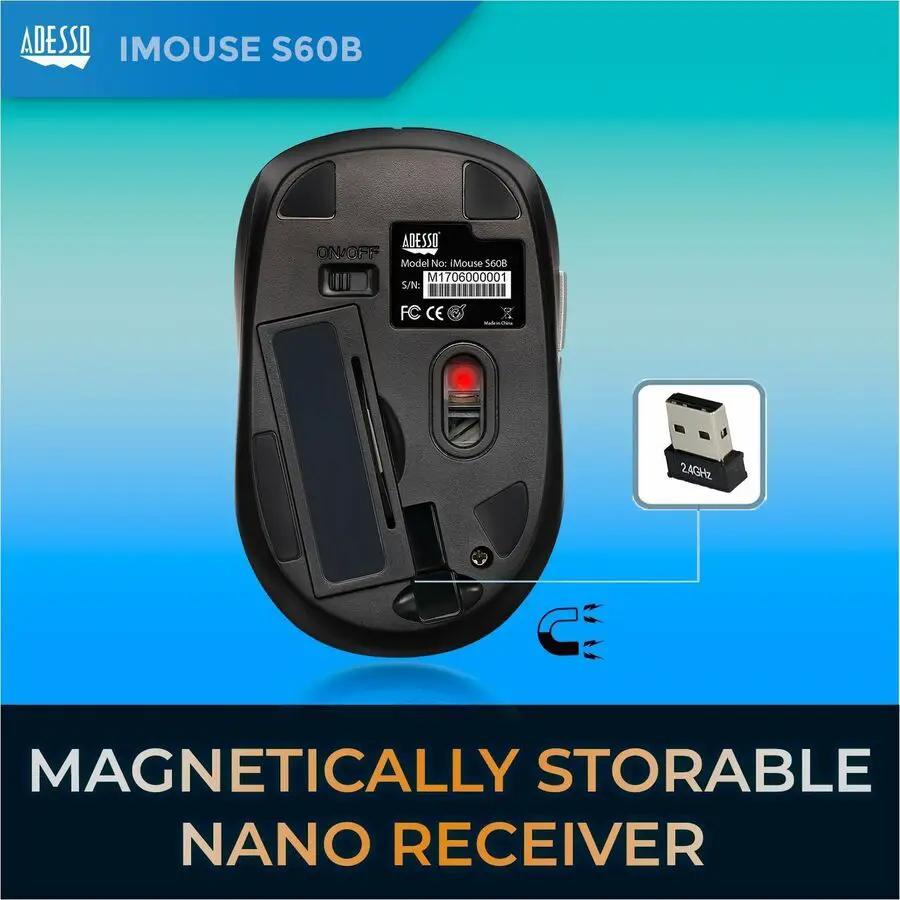 Adesso iMouse S60B 2.4 GHz Wireless Programmable Nano Mouse