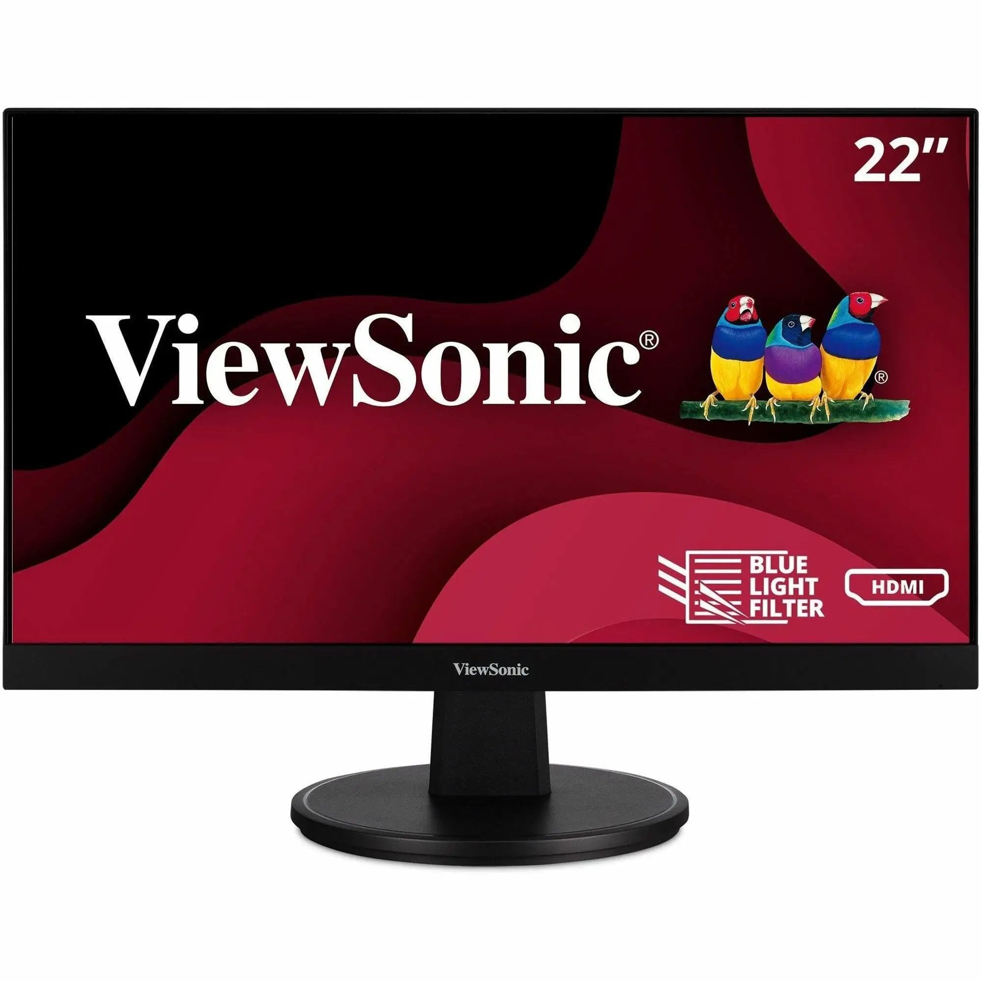 ViewSonic VA2256 22-inch IPS monitor on a black stand with slim bezel and HDMI badge